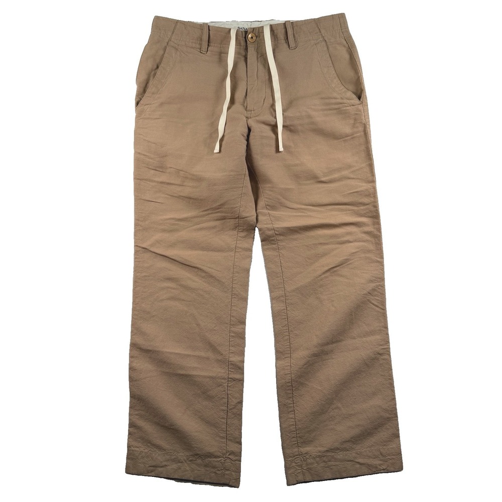 Banana Republic Pants Mens 30x30 (32x29) Relaxed Fit Linen Blend Drawstring Tan